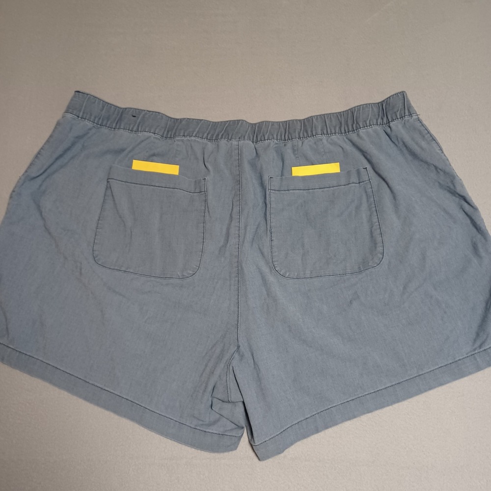Lane Bryant Shorts Womens 26 Blue Chambray Pull On Elastic Waist Faux Drawstring